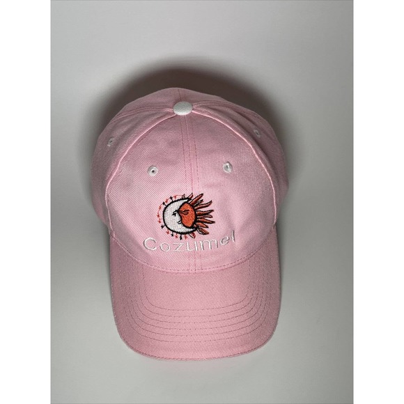 Cozumel Hat Cap Island Sun And Moon Design Pink Baseball Cap‎ Adjustable - Picture 1 of 12